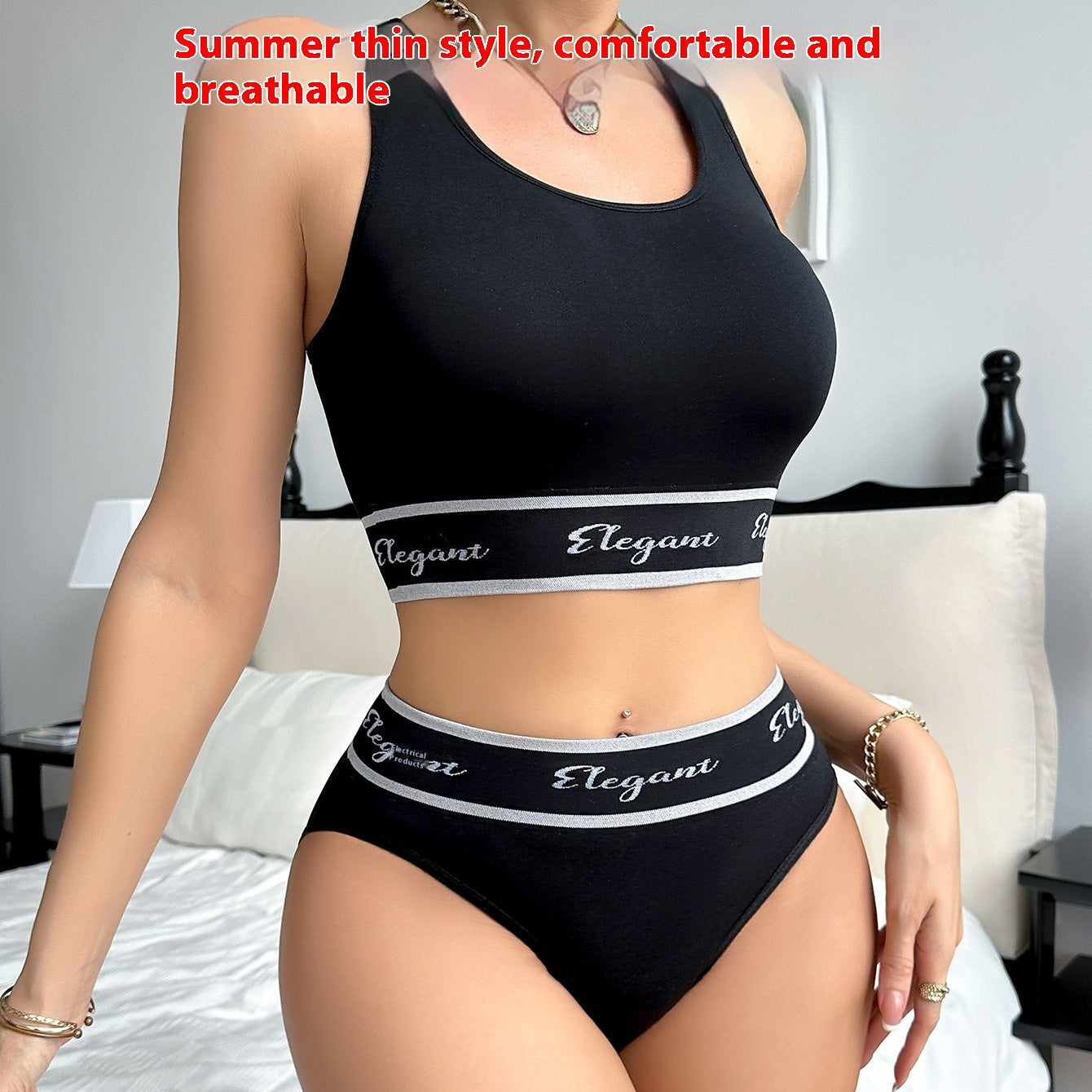 Ladies 2 piece Cross-border Sports-bra Undergarment set